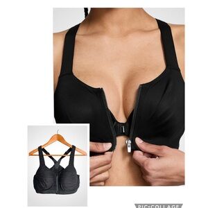 Victoria's Secret Knockout Black Zip-Front Sports Bra - 38D